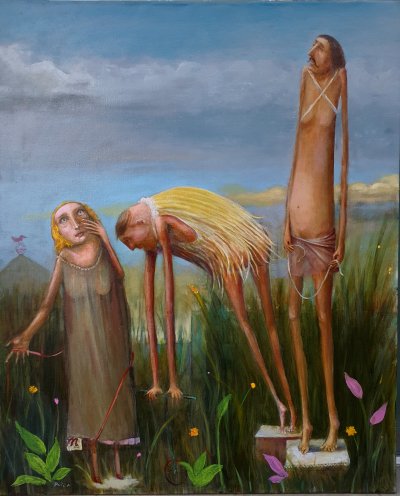 Ljepotica i akrobate 100x81 cm,ulje na platnu, 1700€