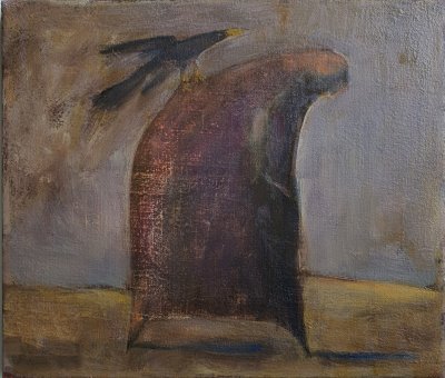 Čovjek i ptica, 29x25 cm,ulje na lanu, nedostupno