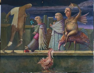 Letači,100×80 cm, ulje na platnu, 3.bijenale fantastike,Prodata