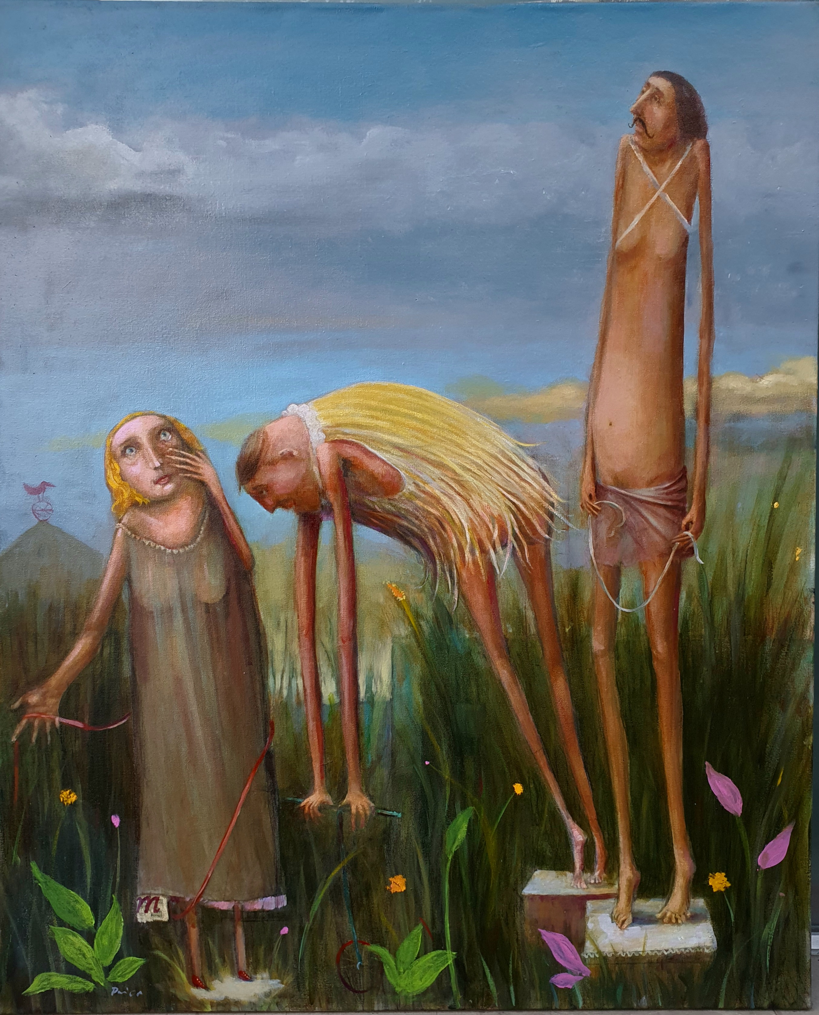 Ljepotica i akrobate 100x81 cm,ulje na platnu, 1700€